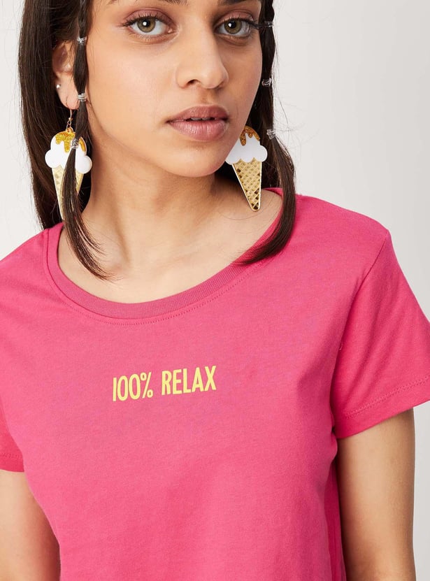 Girls Printed Cotton Crop Cotton T-shirt