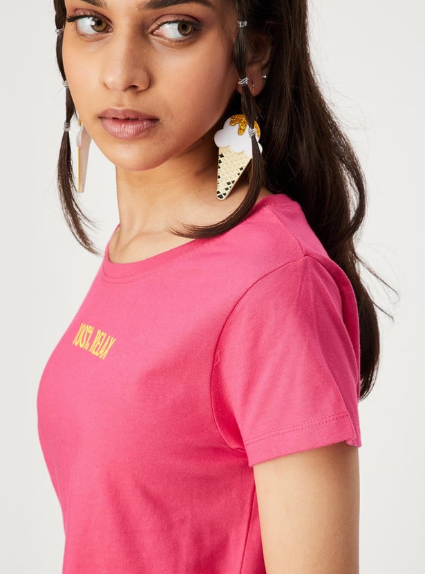 Girls Printed Cotton Crop Cotton T-shirt