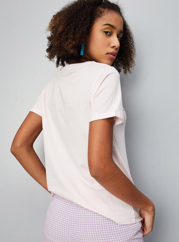Women Zodiac Printed Round Neck T-shirt