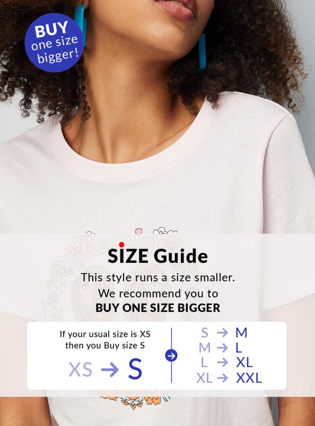 Women Zodiac Printed Round Neck T-shirt