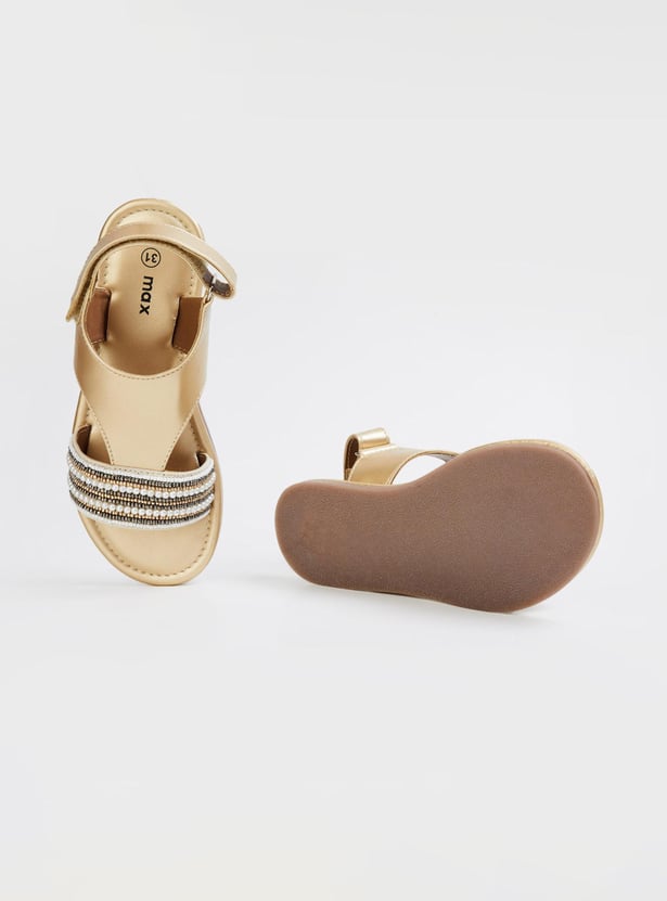 Girls Embroidered Open-Toe Sandals