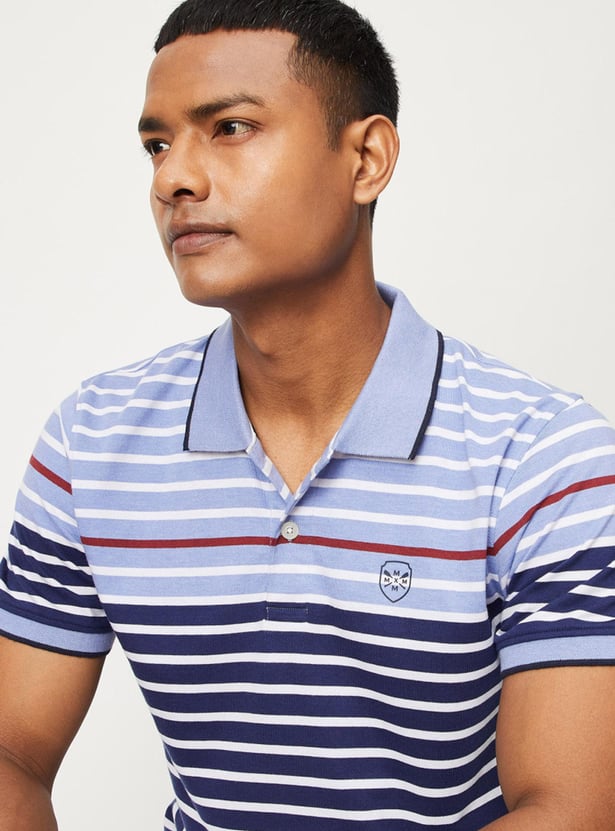 Men Striped Slim Fit Polo T-shirt