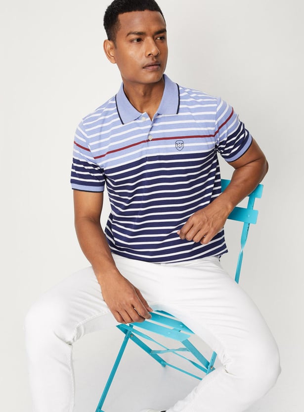 Men Striped Slim Fit Polo T-shirt