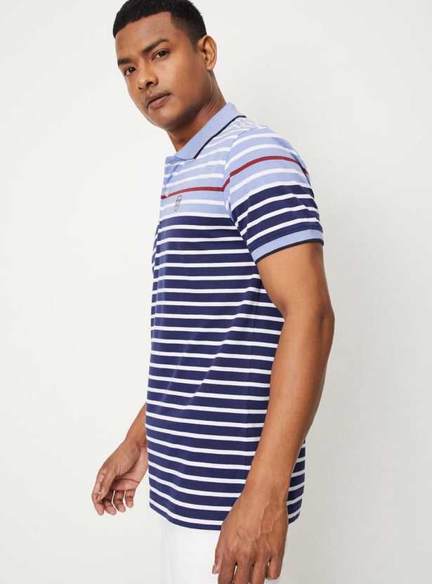 Men Striped Slim Fit Polo T-shirt