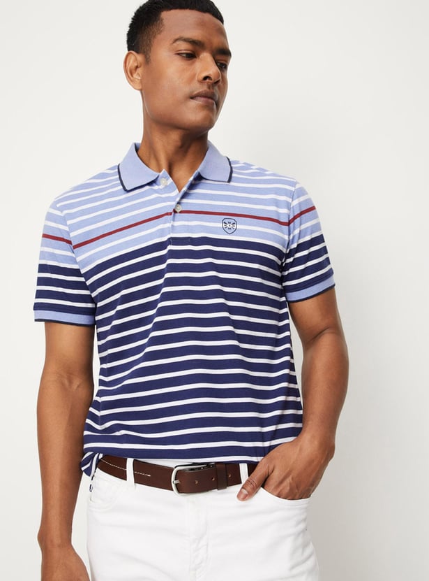 Men Striped Slim Fit Polo T-shirt