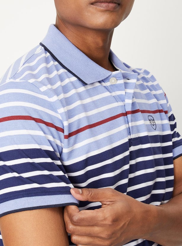 Men Striped Slim Fit Polo T-shirt