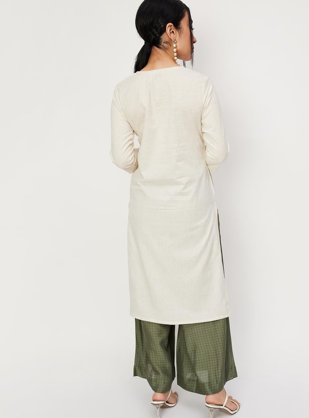 Women Embroidered Kurta with Pockets
