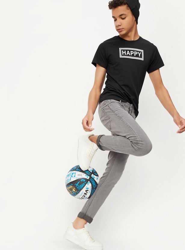 Boys Cotton Washed Slim Fit Jeans