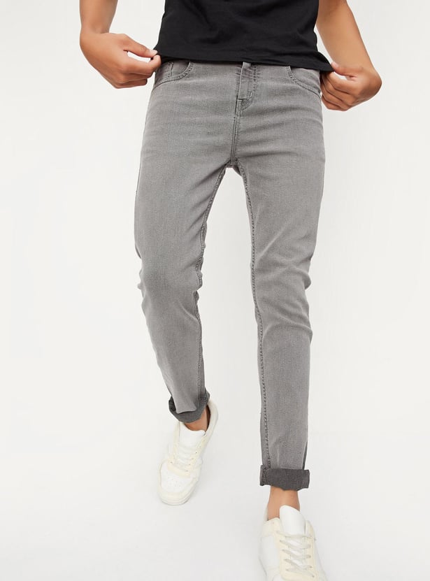 Boys Cotton Washed Slim Fit Jeans