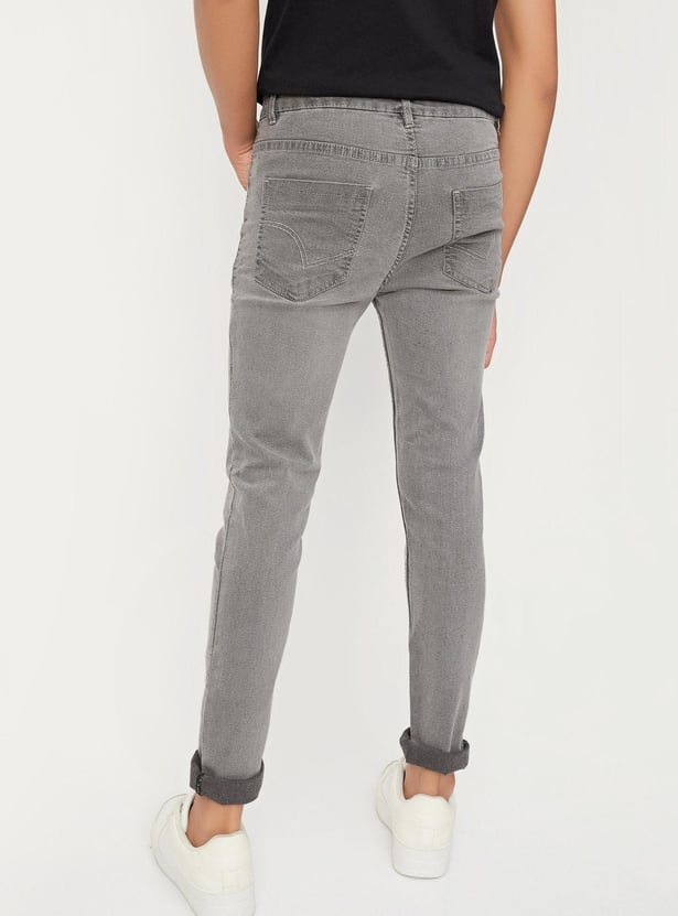 Boys Cotton Washed Slim Fit Jeans