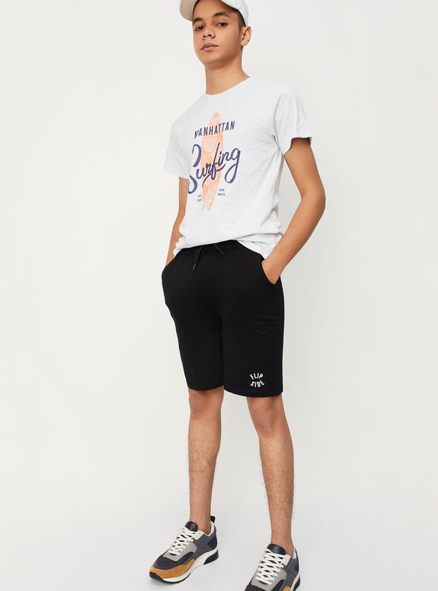 Boys Typographic Printed Cotton T-shirt