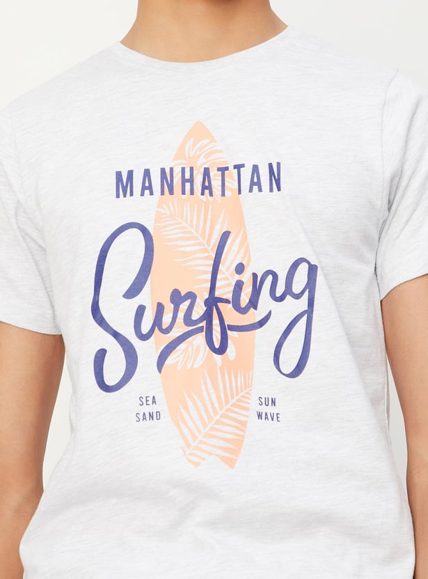 Boys Typographic Printed Cotton T-shirt