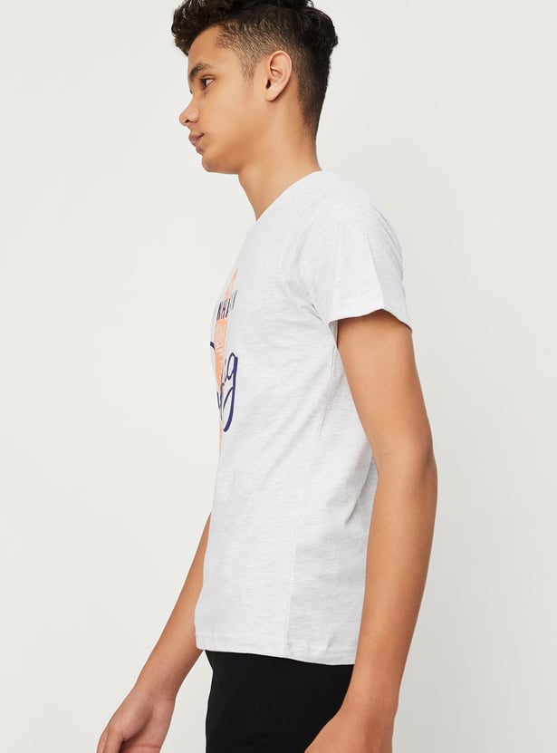 Boys Typographic Printed Cotton T-shirt