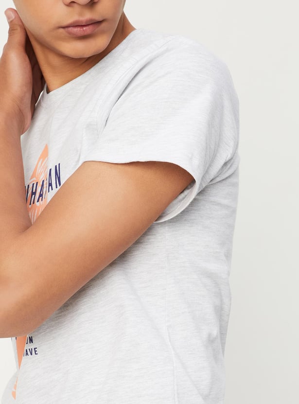 Boys Typographic Printed Cotton T-shirt