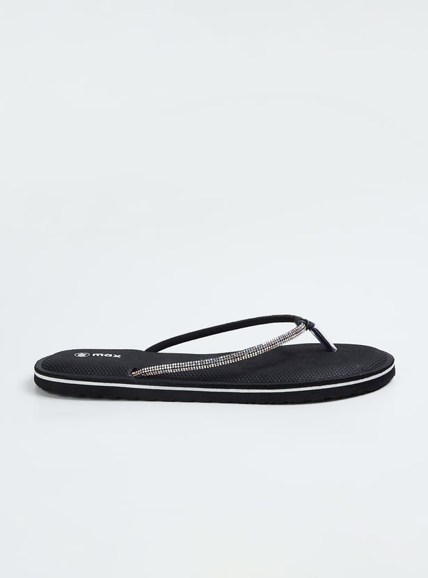Women Stone Embellished Flip Flops