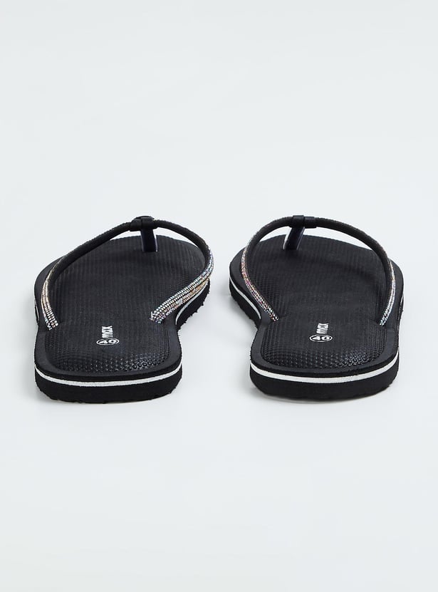 Women Stone Embellished Flip Flops