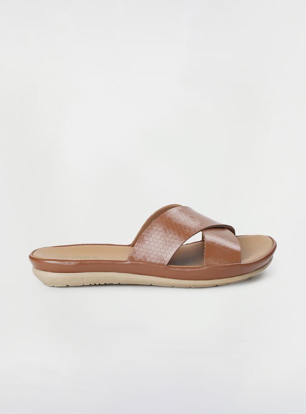 Women Textured Open-Toe Flat Sandals
