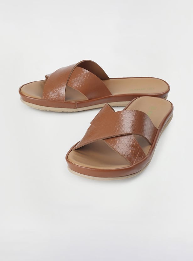 Women Textured Open-Toe Flat Sandals
