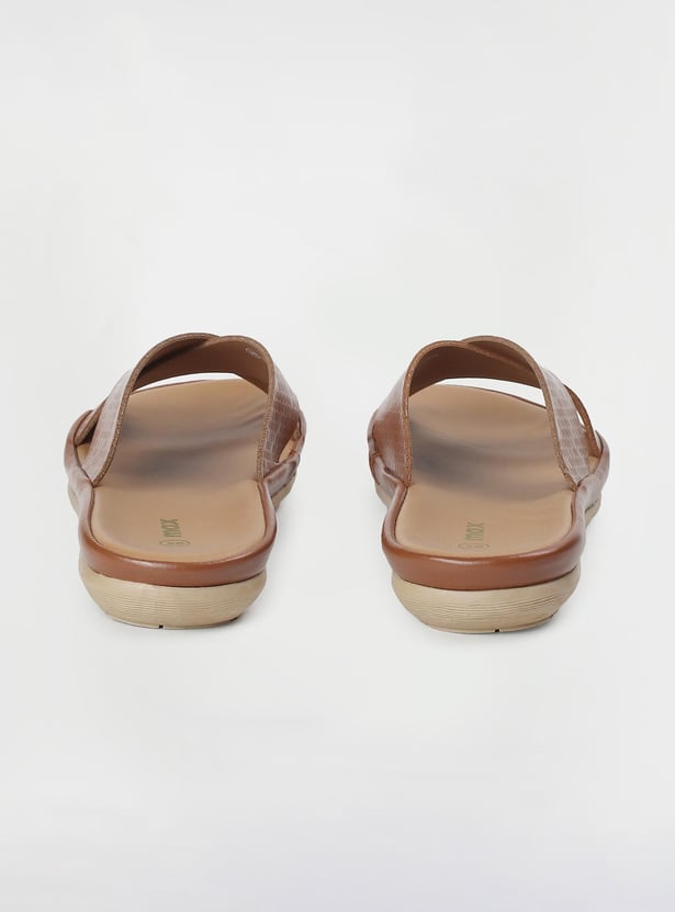 Women Textured Open-Toe Flat Sandals