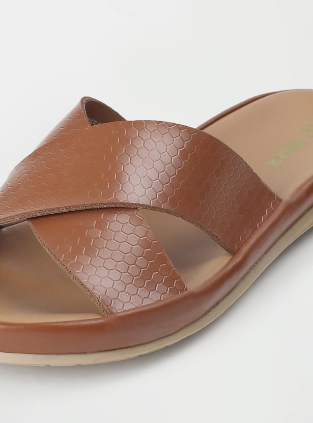 Women Textured Open-Toe Flat Sandals