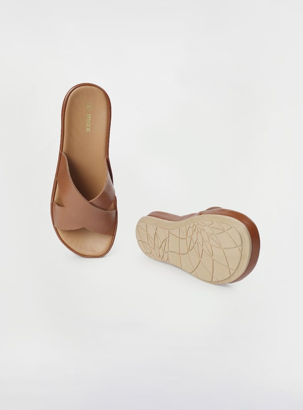 Women Textured Open-Toe Flat Sandals