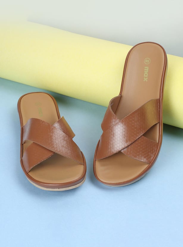 Women Textured Open-Toe Flat Sandals