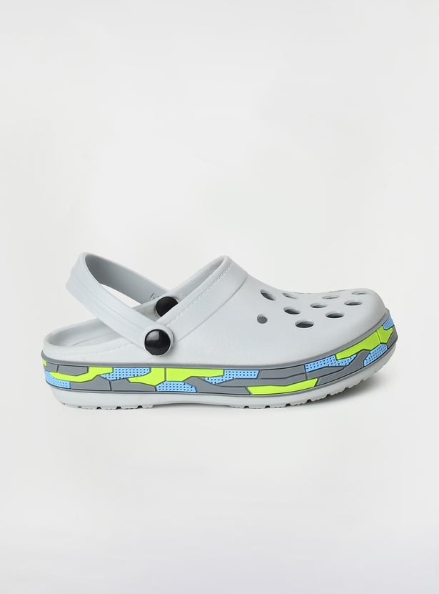 Boys Ankle Strap Clogs with Decorative Foxing