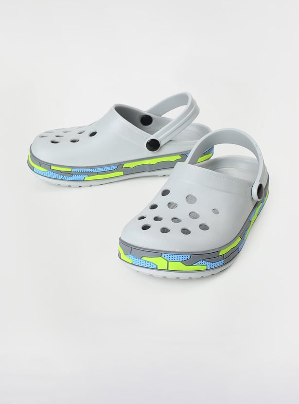 Boys Ankle Strap Clogs with Decorative Foxing