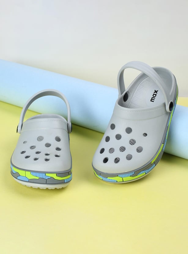 Boys Ankle Strap Clogs with Decorative Foxing