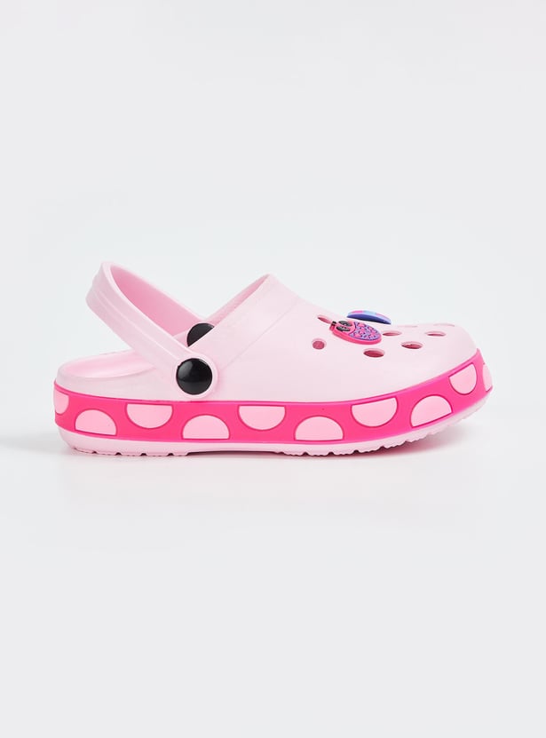 Girls Charm-Detailed Clogs with Pivoting Strap