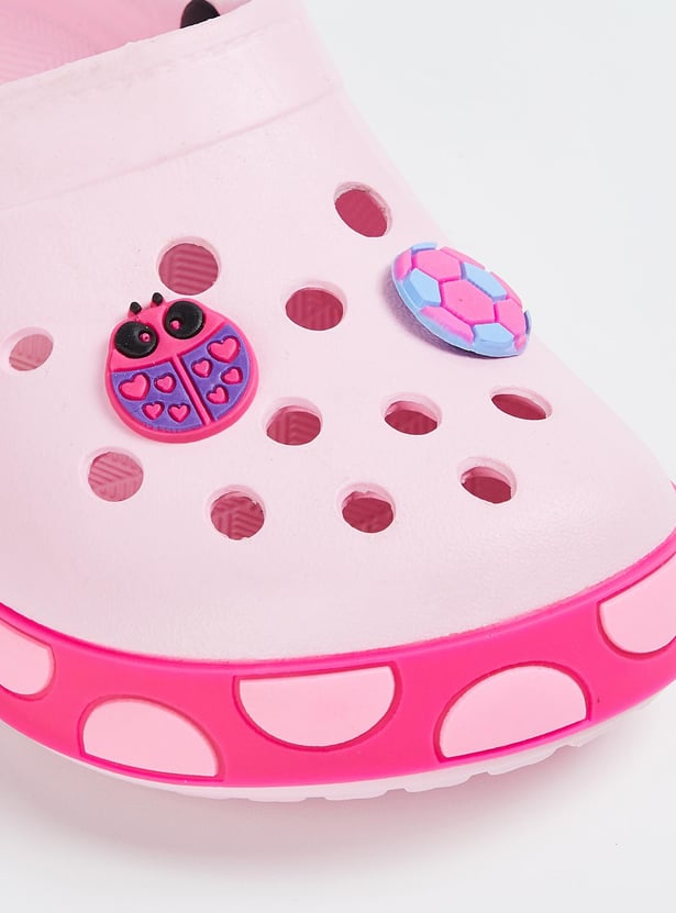 Girls Charm-Detailed Clogs with Pivoting Strap