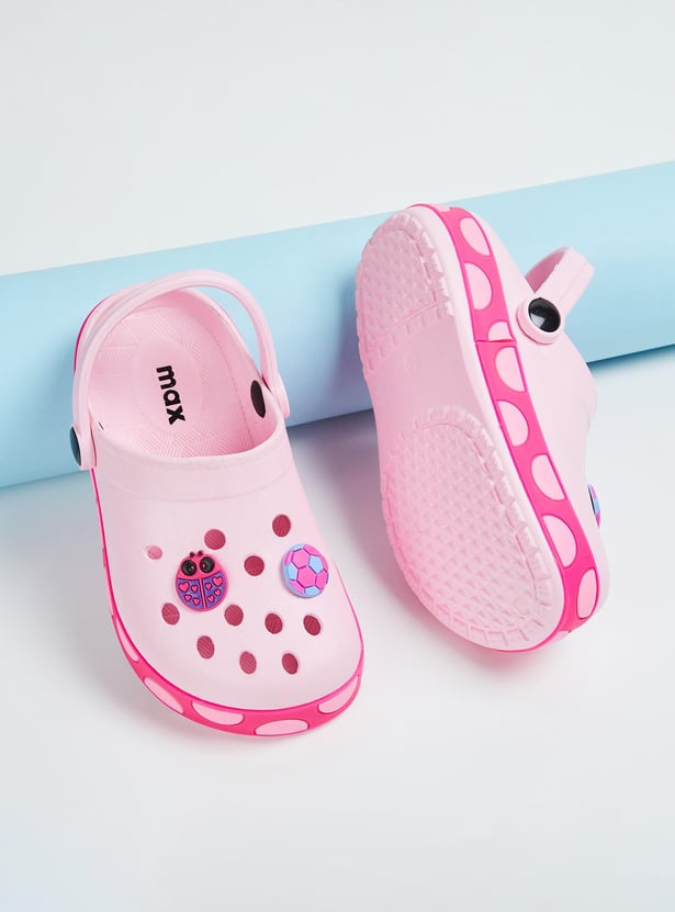 Girls Charm-Detailed Clogs with Pivoting Strap