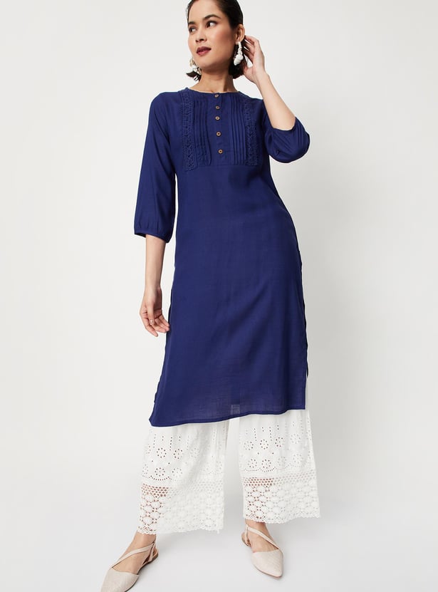 Women Lace Kurta with Pocket