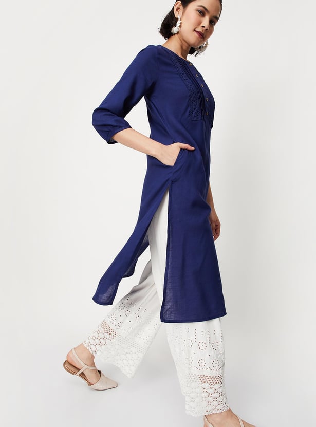 Women Lace Kurta with Pocket