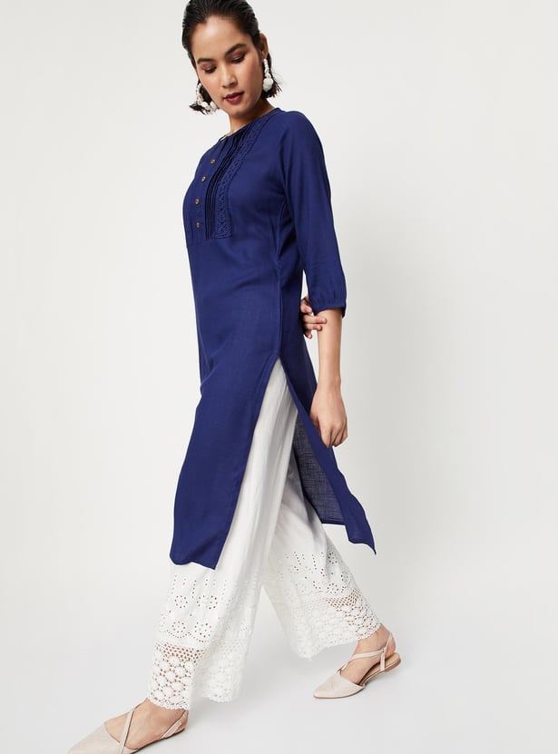 Women Lace Kurta with Pocket