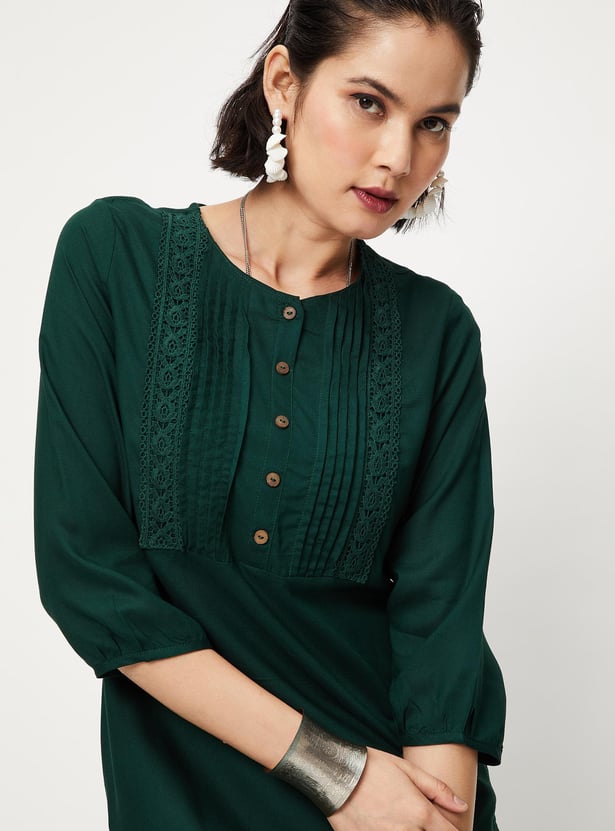 Women Lace Kurta with Pocket