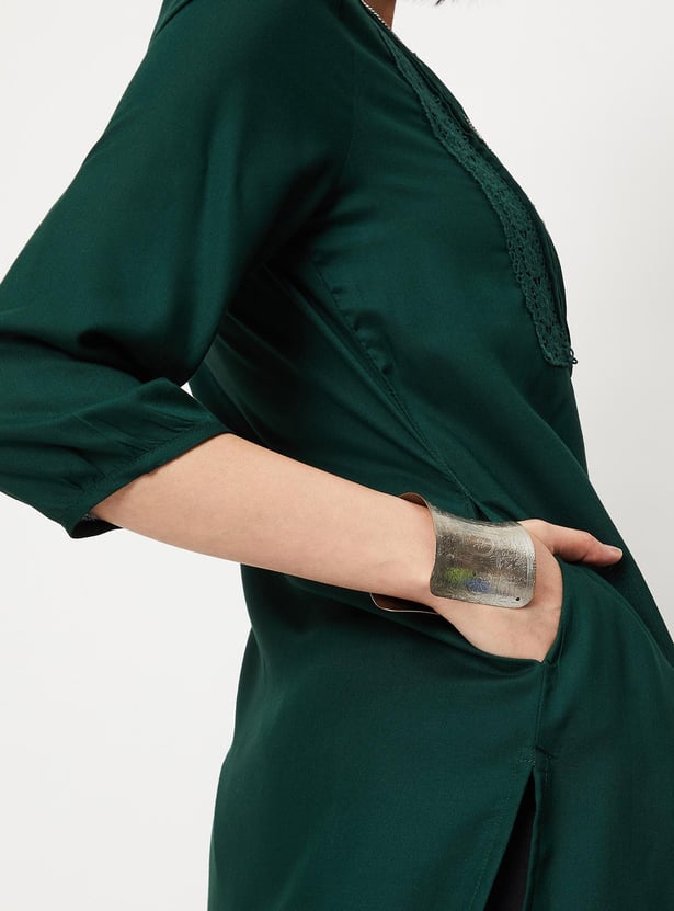 Women Lace Kurta with Pocket