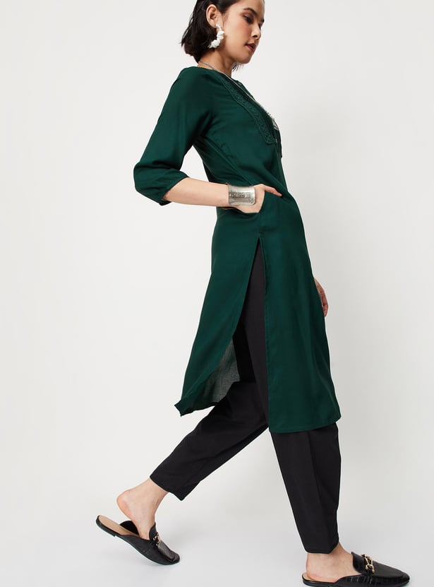 Women Lace Kurta with Pocket