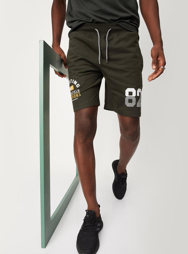 Men Printed Knit Athleisure Shorts