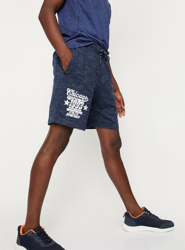 Buy Men Printed Athleisure Knit Shorts Online at just