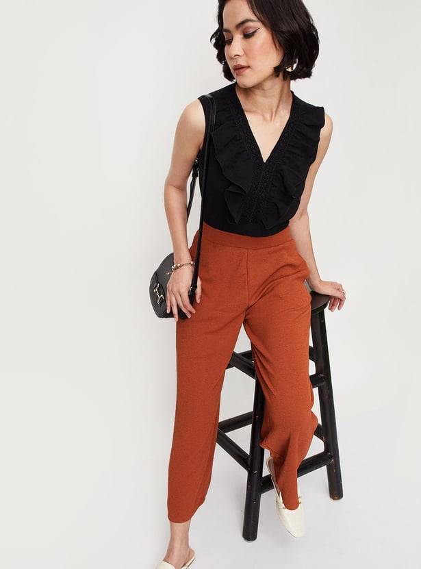 Women Ruffled Sleeveless Dressy Top