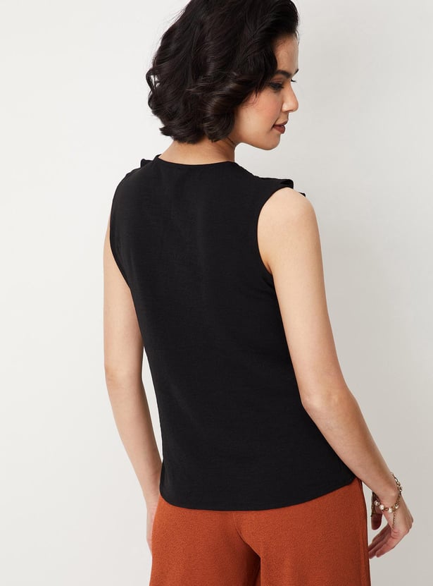 Women Ruffled Sleeveless Dressy Top