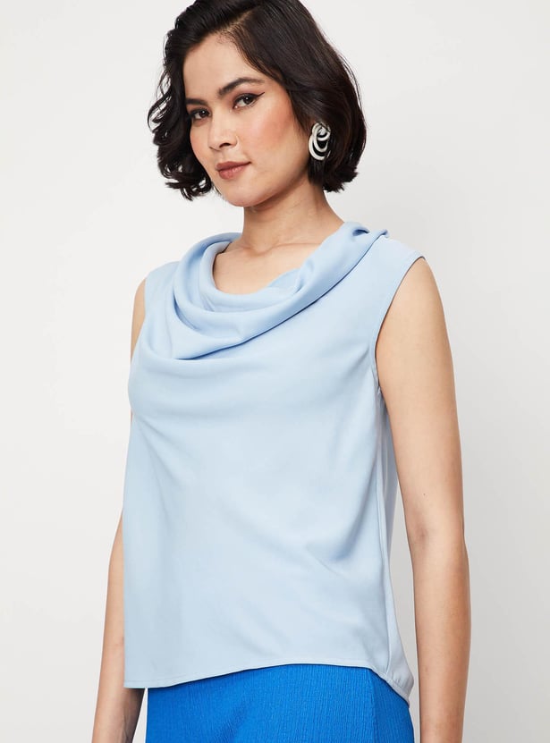 Women Solid Cowl Neck Dressy Top