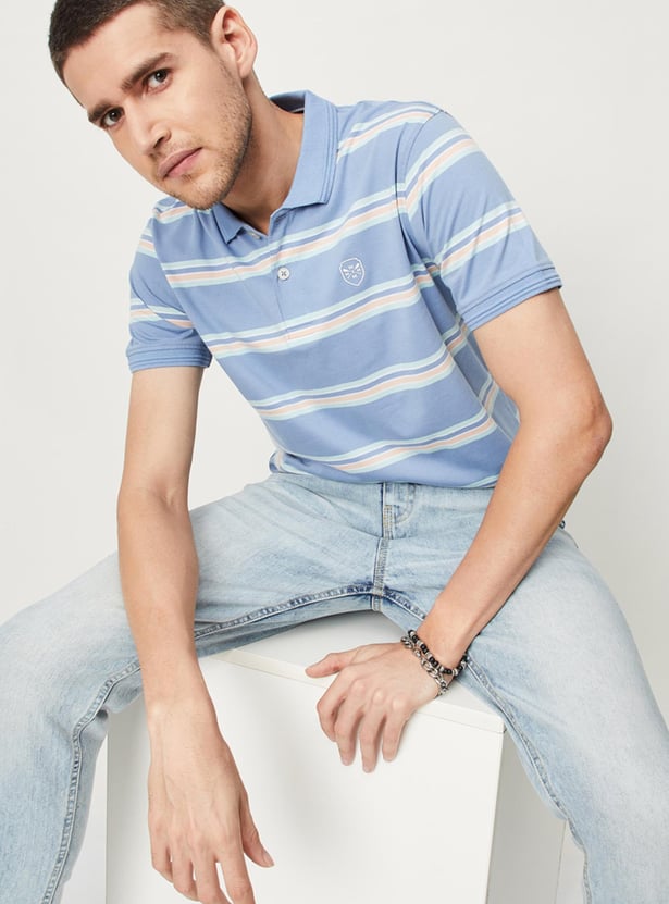 Men Striped Slim Fit Polo