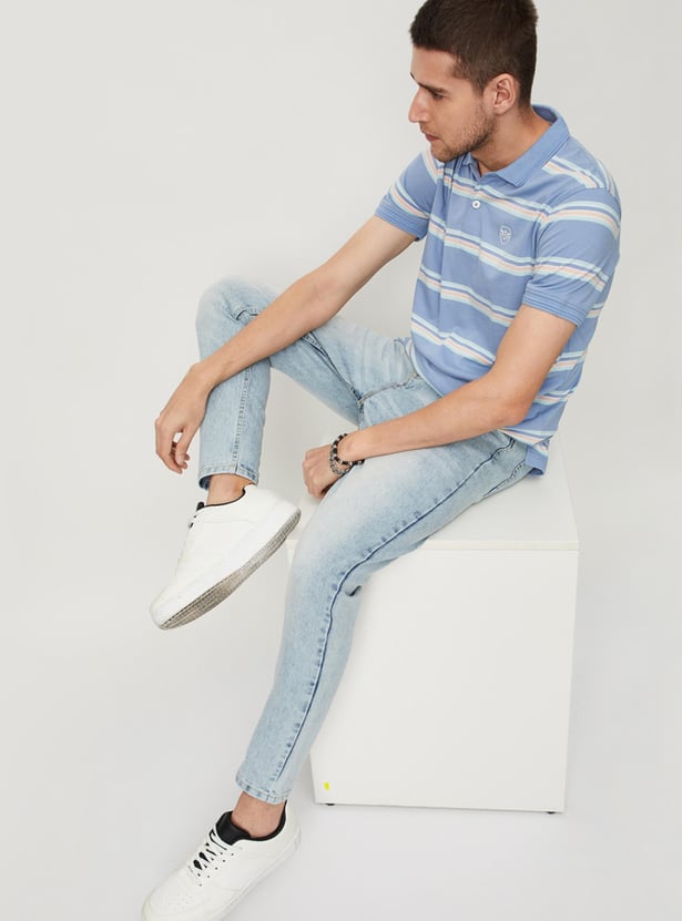 Men Striped Slim Fit Polo
