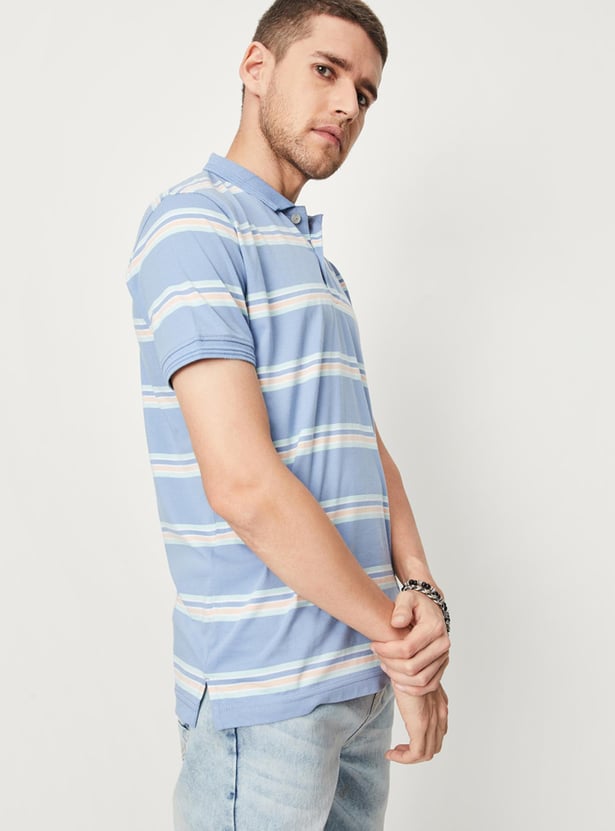 Men Striped Slim Fit Polo