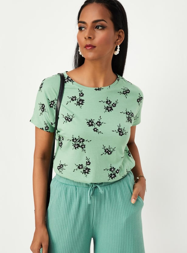 Women Printed Round Neck T-shirt