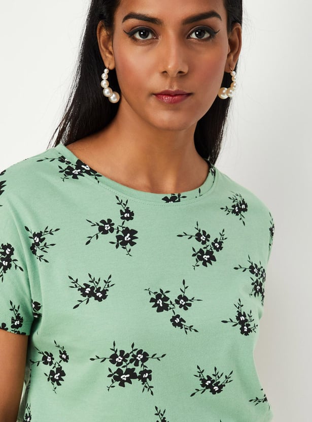 Women Printed Round Neck T-shirt