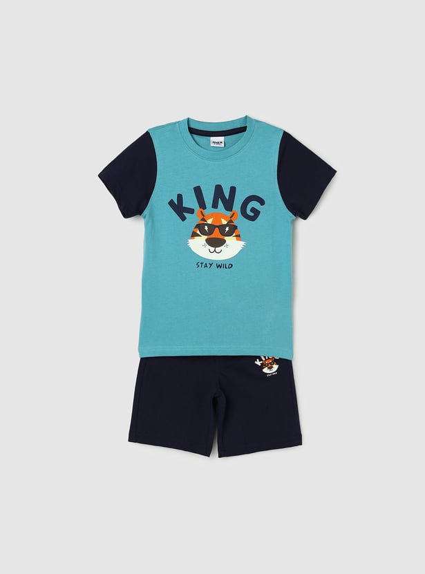 Boys Graphic Printed Sleepwear Shorts Set