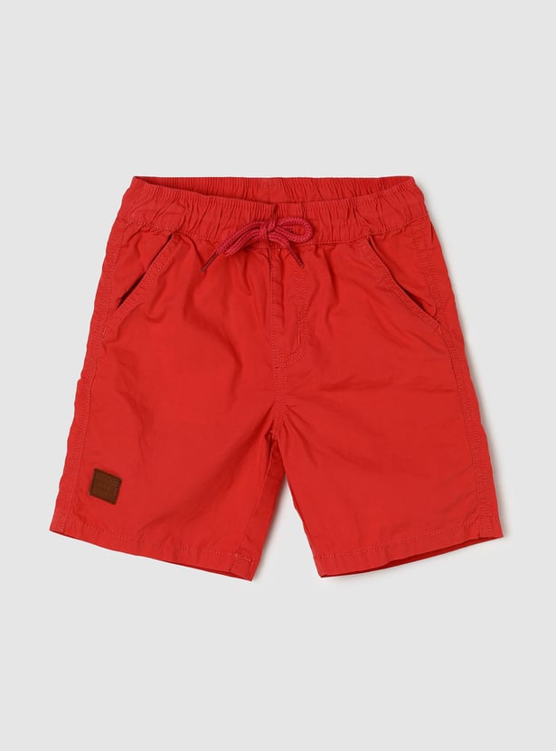 Boys Solid Drawstring Regular Shorts